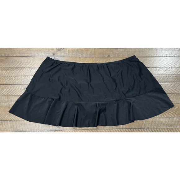 Time and Tru Women's Plus Size Black Ruffle Swimsuit Skirt - Size 2X (20W-22W) - Picture 9 of 9